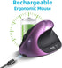Ergonomic Wireless Mouse, Rechargeable Vertical Mouse for Right Handed with 6 Buttons for Laptop, Desktop, PC (Purple)