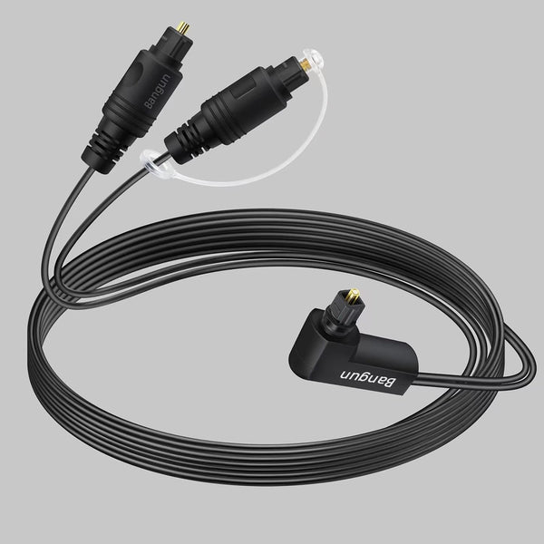 90 Degree Optical Audio Splitter 1 in 2 Out Cable, Digital Toslink