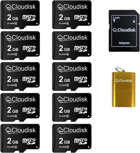 Cloudisk Pack of 10 Micro SD Card 2GB Flash Memory Card C6 with