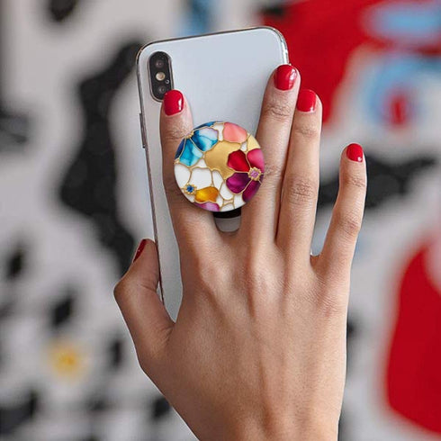 (6 Pack) Collapsible Cell Phone Grip for Smartphones, Expanding Holder - Colorful Rose Gold Marble