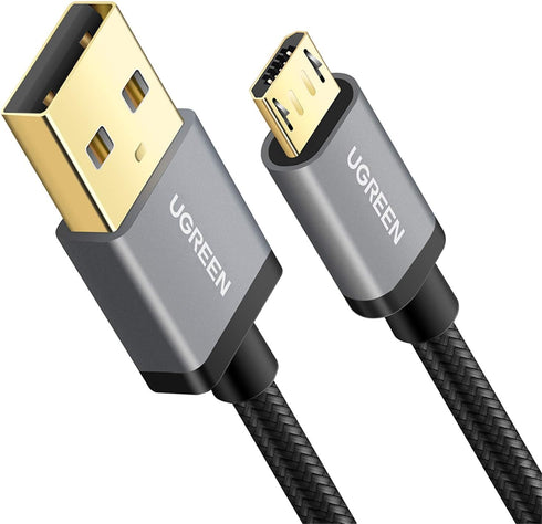UGREEN 1.5FT Micro USB Cable - Fast Charging, Durable Nylon Braided Charger for Samsung Galaxy S7, LG V10, PS4 & More.