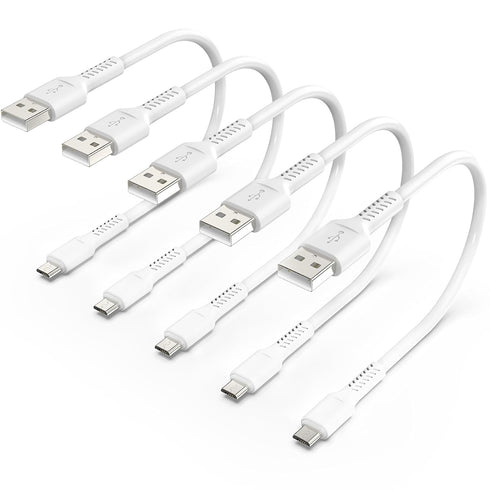 Short Micro USB Cable 1ft, 5 Pack Android Micro USB Standard 2.0 Charger Cord for Samsung Galaxy S7/J7, HTC, LG, Kindle