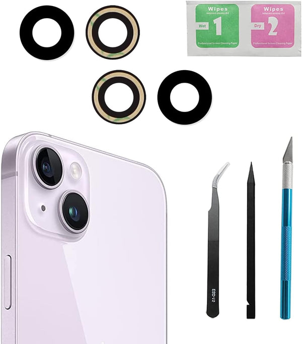 Dogxiong 2pcs/Set Rear Back Camera Glass Lens Replacement for iPhone 14 Plus, Glass Camera Lens Covers with Adhesive