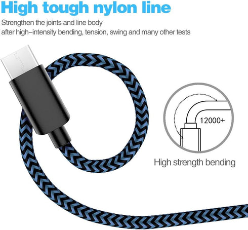 Fast Charging 3A USB-C to USB-A Cable 5Pack (3/3/6/6/10FT) for Samsung Galaxy S10 S9 S8 Plus, Note 10 9 8, LG V50 V40