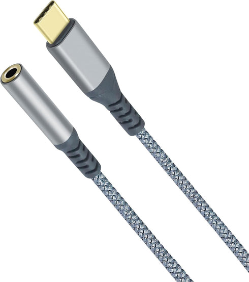 USB-C to 3.5mm Audio Adapter, Braided Dongle for Samsung Galaxy S22, S21, S20, Pixel 7, Android Phones, Laptops.