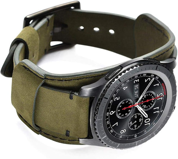 Compatible with Samsung Galaxy Watch 46mm/Watch 3 45mm/Gear S3 Bands, 22mm Vintage Genuine Leather Cuff Strap