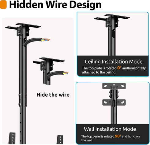 GLWIXY 26-68 inch 99lbs 400x400mm TV Ceiling Mount for Flat Screen Fits Most LCD LED OLED TVs Monitor Pole Mount up