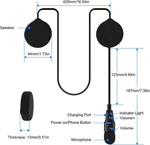 EJEAS E1+ Motorcycle Helmet Bluetooth Headset, Bluetooth 5.1 Speaker with Noise Reduction and Auto Answering Call,