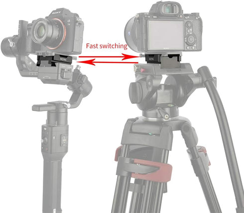 NICEYRIG Quick Release Clamp for ARCA Swiss Standard, with Bottom Plate for Manfrotto Gimbal Tripod Switch Adapter