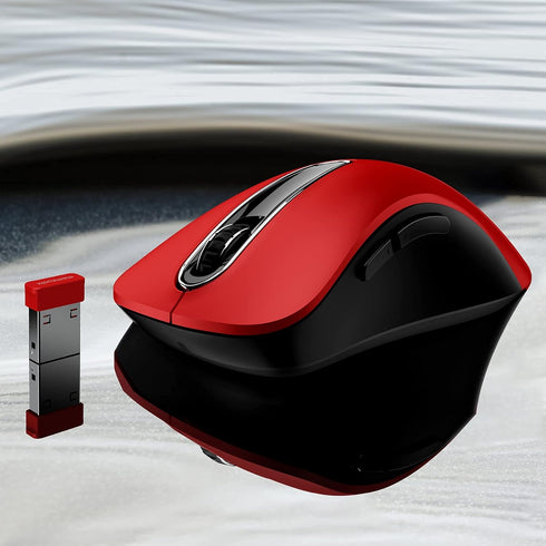 memzuoix 2.4G Wireless Mouse, 1200 DPI Optical Cordless Mouse with USB Receiver, Portable for Laptop, PC, MacBook, Red