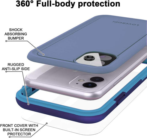 iPhone 11 Waterproof Case - 6.1" Shockproof Full-Body Dustproof Rugged Case, Navy Blue