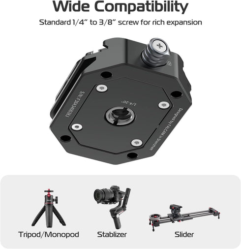 ULANZI F38 Quick Release Plate Base Mount with 1/4" 3/8" Screw Thread, FALCAM F38 QR Camera Tripod Mount Adapter