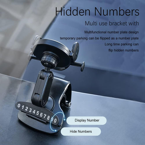 ASUBHA Car Phone Mount, 360 Degree Rotation Dashboard Clip Stand, Suitable for 4.7 to 6.5 Inch Smartphones (Black)