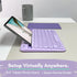 Macally Small Wireless Bluetooth Keyboard for Tablet and Phone, Rechargeable 78 Key iPad Keyboard with Stand - Purple