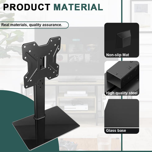 BFTOU 13"43" 4 77lbs Universal TV Stand for TVs Swivel Level Height Adjustable Table Top TV Mount Stand Holds up
