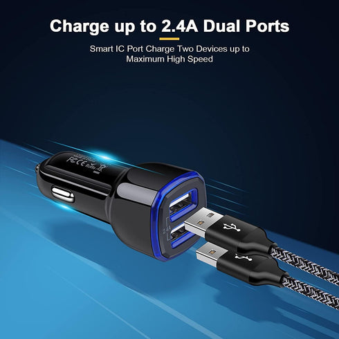 Fast Charger USB Wall Plug & Car Adapter for Samsung Galaxy S24 S23 S22+ S22 Ultra, with 3FT & 6FT Type C Cable.