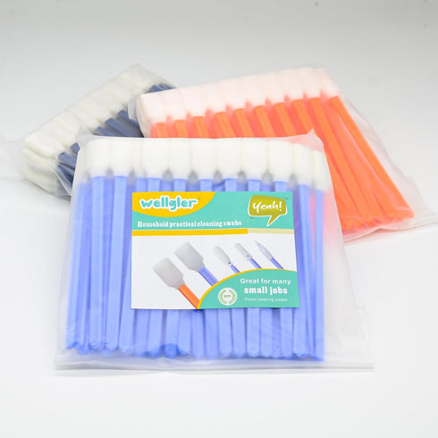 Wellgler's 5.11" Foam Swabs, Printer Cleaning Swabs for Cars, Camera Lenses, Optical Devices (200 pieces blue)
