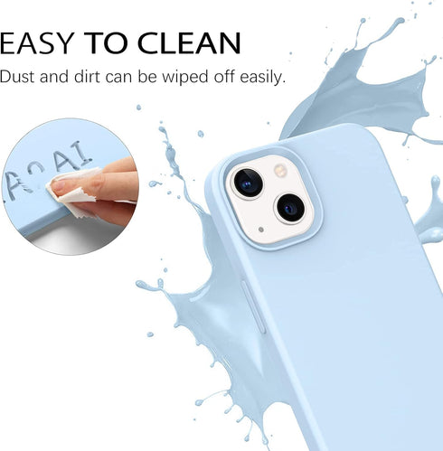 Telaso iPhone 13 Case, Baby Blue Liquid Silicone Soft Gel, Slim Fit, Shockproof, Microfiber Lining, 6.1 inch.