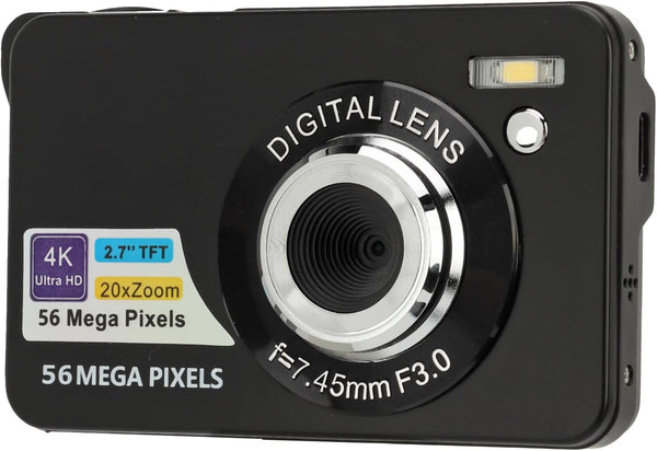 FHD 4K 56MP Compact Digital Camera with 20X Zoom, Autofocus, Waterproof for Photography Vlogging