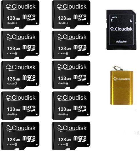 Cloudisk Pack of 10 Micro SD Card 128MB Small Capacity (Not 128GB) Memory