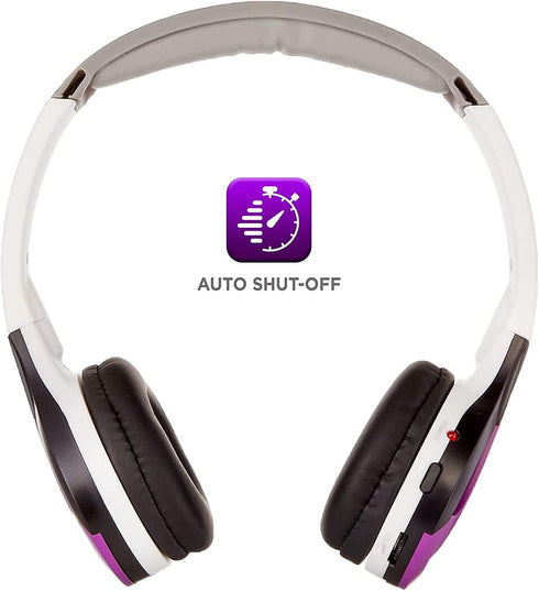 XO Vision IR630PR Universal IR Wireless Foldable Headphones - Purple, Bluetooth-Enabled, Lightweight for Car, Kids