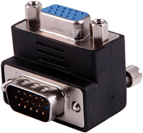 Nightwolf VGA Male to Female 15 Pin SVGA Cable Adapter, 90 Degree Right Angle L Style for PC to Monitor