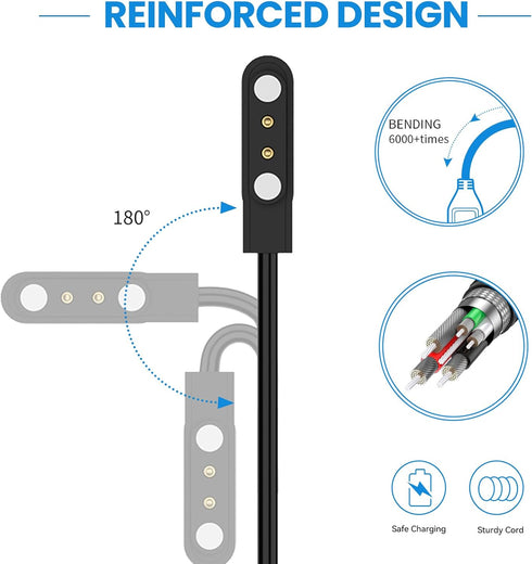Smart Watch Charger Magnetic 2 Pin for KEEPONFIT ID Sport01/IDW21, Erkwei/HOK/Iaret I39H, Stiive LCW01 Watch Charger