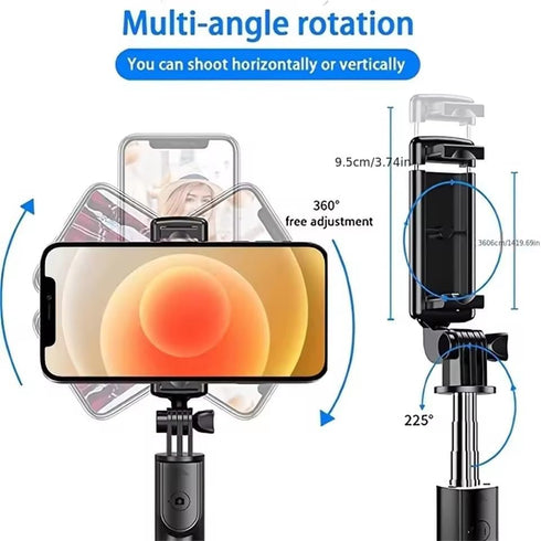 Laugwey Portable Bluetooth Selfie Stick,Retractable Wireless Selfie Stick Mobile Phone Holder with Wireless Remote