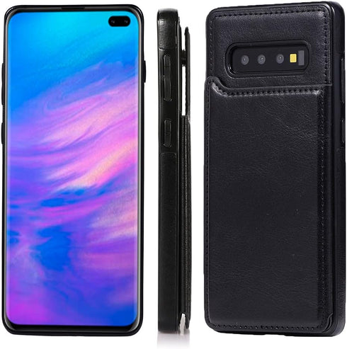 Samsung Galaxy S10 Wallet Case by NKECXKJ, PU Leather, Shockproof Flip Cover with Card Holder & Screen Protector, Black