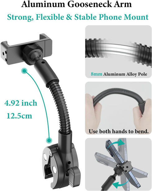 WISHCODE 16 Max/14/13/12, S24, 47" Stroller Phone Holder, Gooseneck Cell Phone Mount for Baby Stroller, Shopping Cart