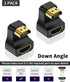 Poyiccot 8K HDMI 180 Degree Adapter, U Shaped HDMI Adapter, Down Angle HDMI 2.1 Male to Female Adapter 48Gbps HDMI Extender Adapter with LED Indicator for HDTV, PS5, Laptop, 2pack