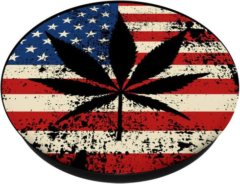 Vintage Marijuana American Pot Leaf Flag Distressed USA Weed PopSockets Swappable PopGrip