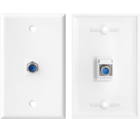 10-Pack 6 Port Keystone Wall Plate, Hexa Gang White Jack Insert for Ethernet, Coax, HDMI WallPlate Cover