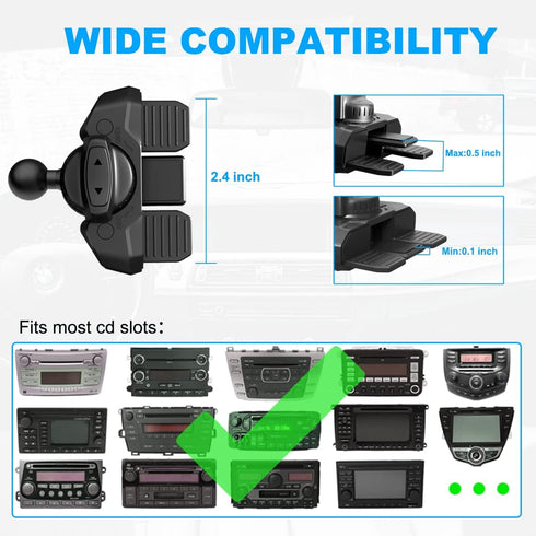 CD Slot Phone Holder for Grip/Socket, Compatible with MagSafe Wallet, Black iPhone Samsung Card Holder