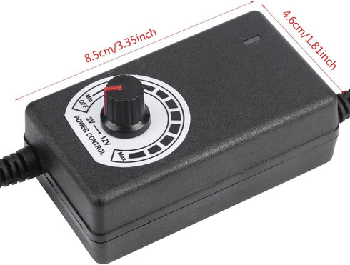AC to DC Adapter Converter - 3-12V 2A Adjustable Power Supply Motor Speed Controller with US Plug