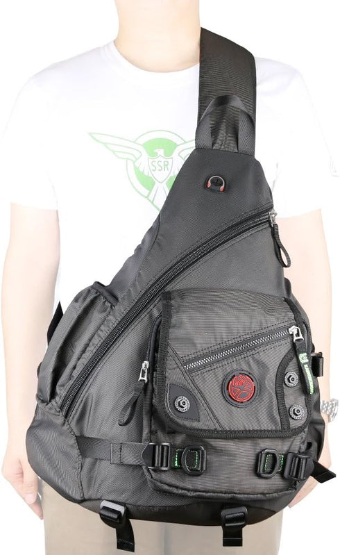 Backpack Large Sling Bag Laptop Cross Body Messenger Bag Shoulder Travel Rucksack (A-Black)