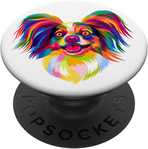 PopSockets Standard PopGrip, Pop Art Papillon Cute Paw Pet Gift for Men Women Kids Dog Lovers
