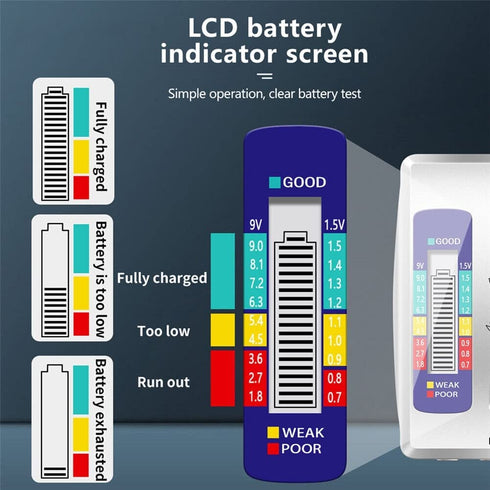 Digital Battery Tester, LCD Display Checker for AA/AAA 9V Button Cell Capacity