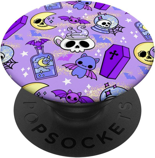 Halloween Doodle Vintage Witchy Coffee Magical Crystal Ball PopSockets PopGrip for Phones & Tablets