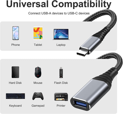 ROTOPATA 2 Pack 3.1 5 USB C to USB Adapter, Type C Male to USB Female OTG Cable Converter, Gbps High Speed, USB Adapter