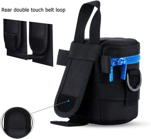 JJC Camera Lens Pouch Case for Canon EF-S 18-55mm, Nikon AF-S 18-55mm, Fujifilm XF 16mm 23mm, Zipper Polyester Bag