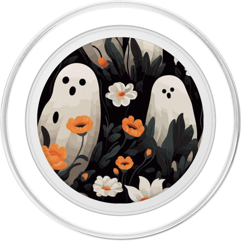 PopSockets PopGrip for MagSafe, Cute Funny Halloween Spooky Ghost in Floral Pattern