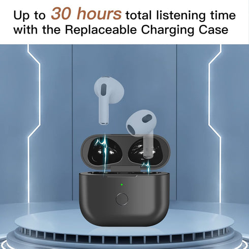Wireless Charging Case Replacement for AirPod 3rd Generation, Bluetooth Pairing Sync Button, Black (No Earbuds)