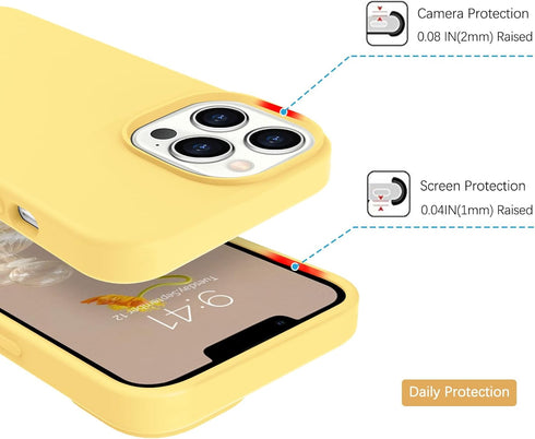 BENTOBEN Soft Silicone Gel Rubber Bumper Case for iPhone 13 Pro 6.1", Shockproof Protective Cover, Yellow