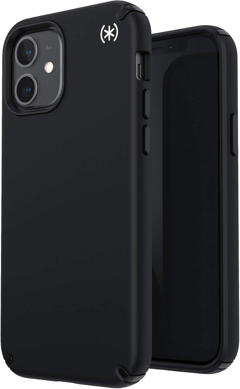 Speck iPhone 12 Case - Drop Protection, Scratch Resistant, Slim Design, Compatible Wireless Charging - Black, White