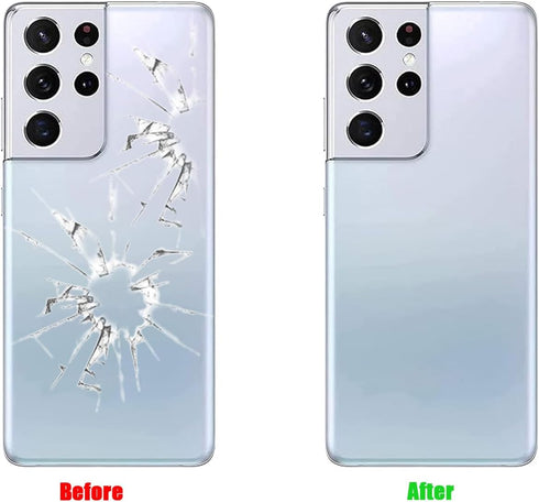 Galaxy S21 Ultra Back Glass Replacement for Samsung G998U, Housing Door Cover with Camera Glass Lens and Repair Tools