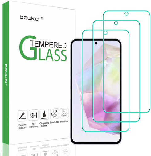 beukei (3 Pack) Tempered Glass Screen Protector for Samsung Galaxy A35 5G, Touch Sensitive, Case Friendly, 9H Hardness