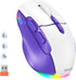 MEETION Wireless Mouse for Laptop, Ergonomic Rechargeable Mouse with USB and Bluetooth, 4 Adjustable DPI, Purple White