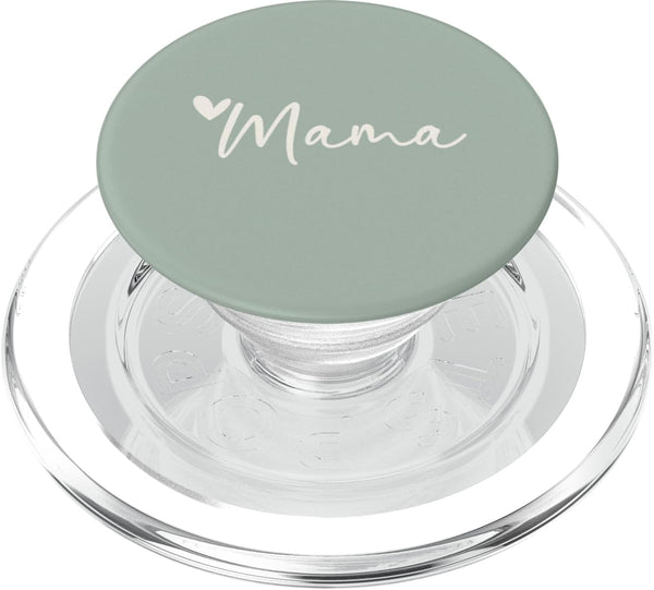 Mama and Mother Designs Vintage Green White Heart Mama PopSockets PopGrip for MagSafe