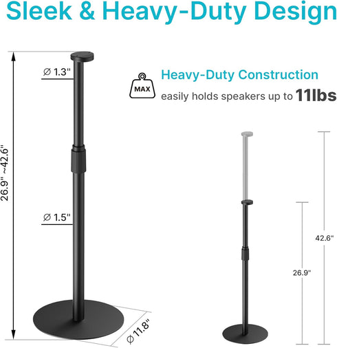 Speaker Stand with Cable Management, Compatible with SONOS Era 300 and Era 100, Height Adjustable up to 42.6'', Black,